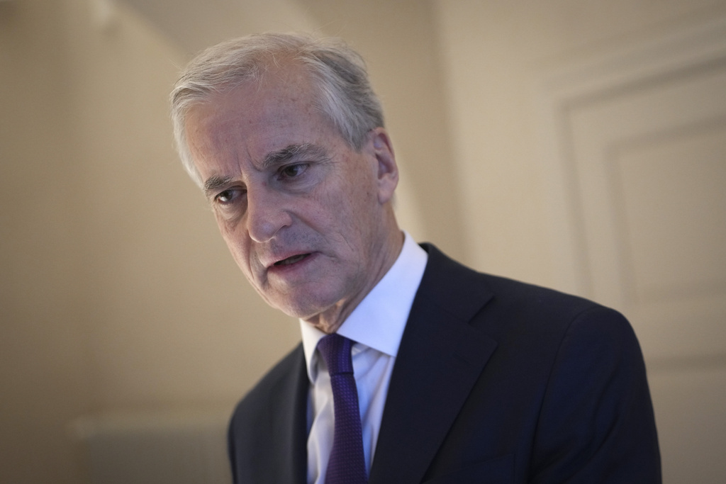 Norway's Prime Minister Jonas Gahr Store speaks to the Associated Press during an interview at the Estonian Knighthood House in Tallinn, Estonia, on Dec. 17, 2024. (AP Photo/Sergei Grits)