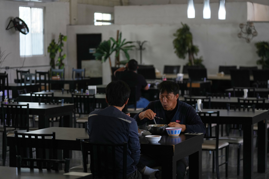 Customers dine in a Korean restaurant in Pesqueria, Mexico, Tuesday, March 31, 2026. (APPhoto/Fernando Llano)