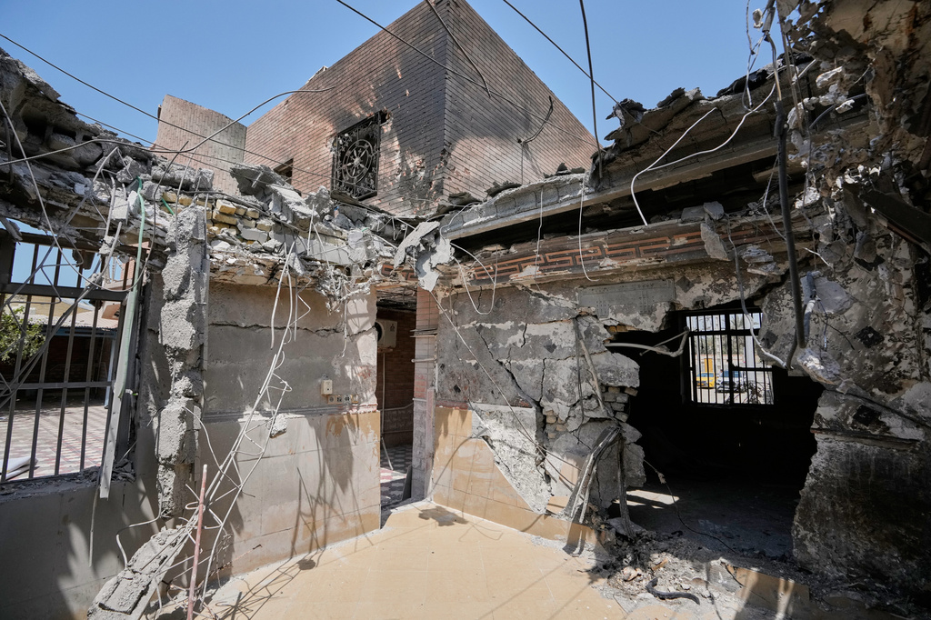 Damage is seen inside a home whose roof was destroyed in what Iranian media said was a U.S. strike while a wedding celebration was taking place late Tuesday, Sept. 1, in Kuhestak, southern Iran, Friday, Sept. 4, 2026. (AP Photo/Vahid Salemi)