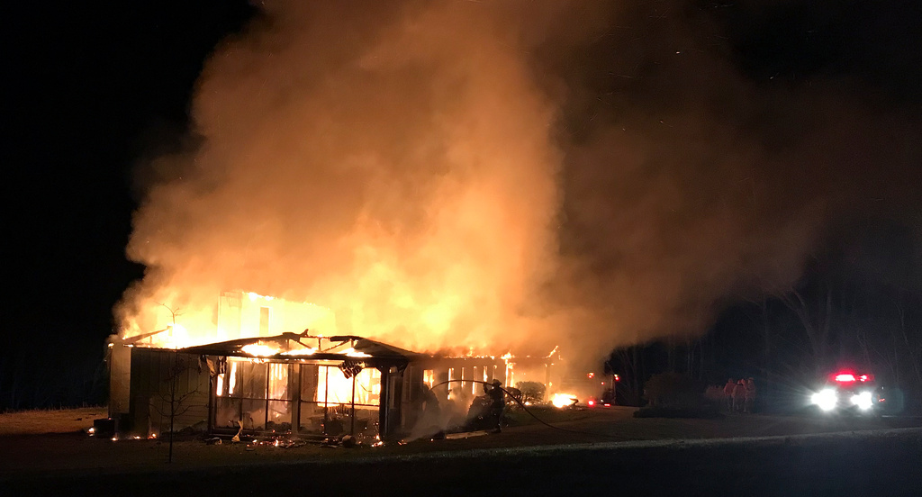 FILE - This March 29, 2019 photo provided by the New Market Fire and Rescue Team shows a fire at the main offices of the Highlander Research and Education Center in New Market, Tenn. (Sammy Solomon/New Market Fire and Rescue Team via AP, file)