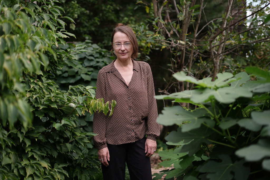 Emily Wilson, professor of classical studies at the University of Pennsylvania, poses for a photo in Philadelphia on Wednesday, Aug. 26, 2026. (AP Photo/Matt Rourke)