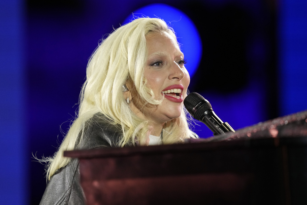 FILE - Lady Gaga performs during a campaign rally for Democratic presidential nominee Vice President Kamala Harris outside the Philadelphia Museum of Art, Nov. 4, 2024, in Philadelphia. (AP Photo/Matt Rourke, File)