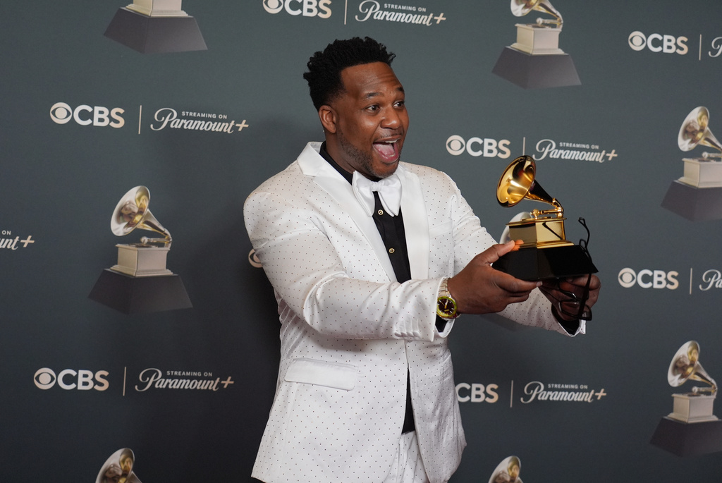Robert Randolph poses in the press room with the award for best contemporary blues album for "Preacher Kids" during the 68th annual Grammy Awards on Sunday, Feb. 1, 2026, in Los Angeles. (Photo by Richard Shotwell/Invision/AP)