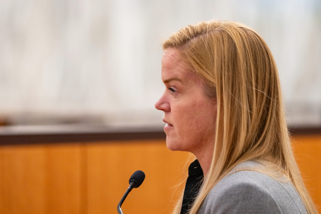FILE - Camp director Mary Liz Eastland is questioned during a hearing on a suit against Camp Mystic in the 459th State District Court in Austin on April 14, 2026. (Mikayla Compton/Austin American-Statesman via AP, File)