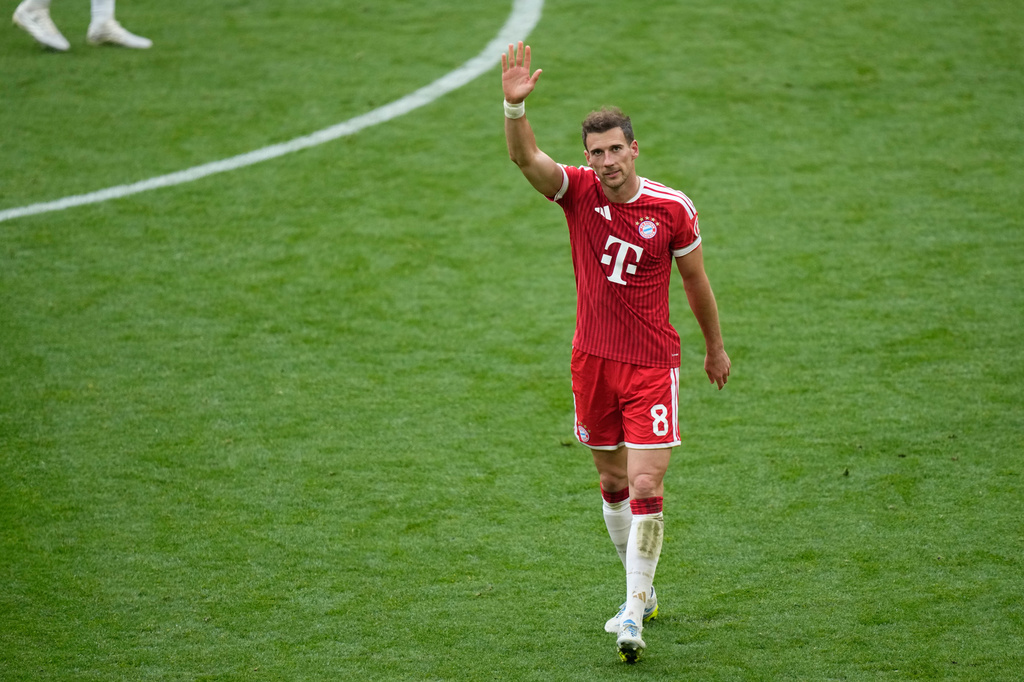 Bayern's Leon Goretzka leaves the pitch during a Bundesliga soccer match between Bayern and FC Cologne in Munich, Germany, Saturday, May 16, 2026. (AP Photo/Matthias Schrader)