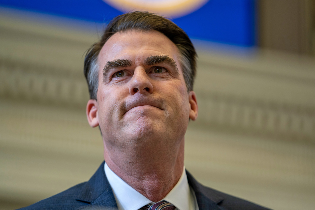 FILE - Oklahoma Gov. Kevin Stitt delivers his State of the State address at the Oklahoma State Capitol in Oklahoma City, on Monday, Feb. 5, 2024. (AP Photo/Nick Oxford, File)