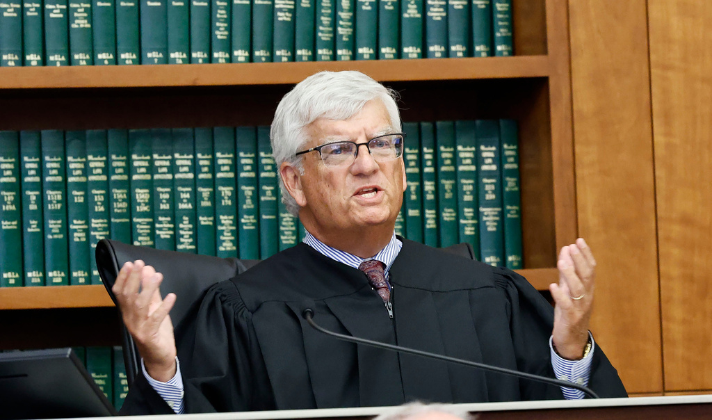 Judge William Sullivan addresses the lawyers during jury deliberations in Lindsay Clancy’s murder trial on Friday, Sept. 4, 2026, in Plymouth, Mass. (Greg Derr/The Patriot Ledger via AP, Pool)