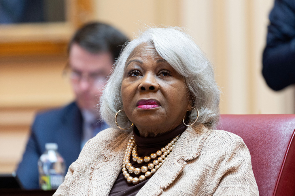 FILE - Virginia Senate President pro tempore Louise Lucas, D-Portsmouth, listens to debate on the Senate floor, Feb. 17, 2026, in Richmond, Va. (AP Photo/Ryan M. Kelly, File)