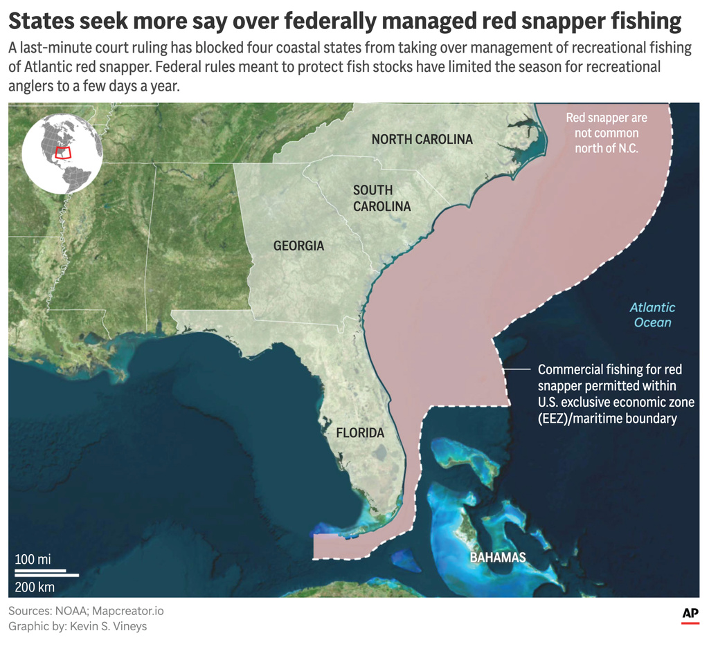 Federal rules have limited the recreational fishing season for Atlantic red snapper to a few days a year. (AP Digital Embed)