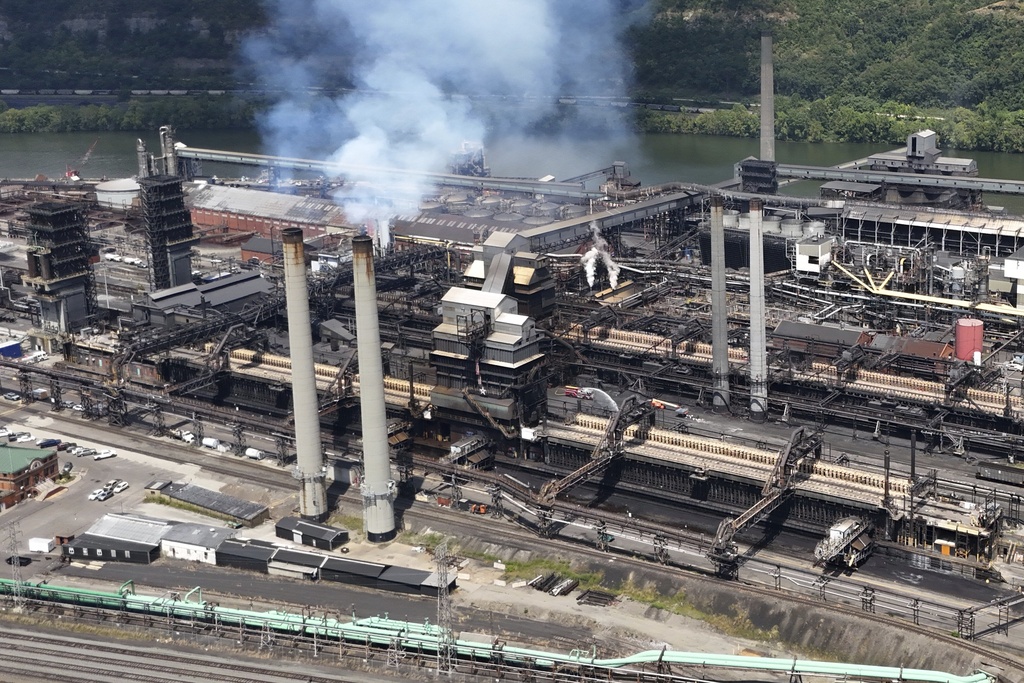 A portion of the Clairton Coke Works, a U.S. Steel plant, is seen Monday, Aug. 11, 2025 in Clairton, Pa. (AP Photo/Gene J. Puskar