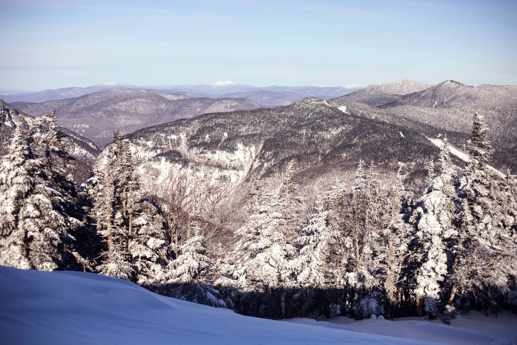 Stowe Mountain Resort is seen from a high elevation Friday, Dec. 5, 2025, in Stowe, Vt. (AP Photo/Amanda Swinhart)