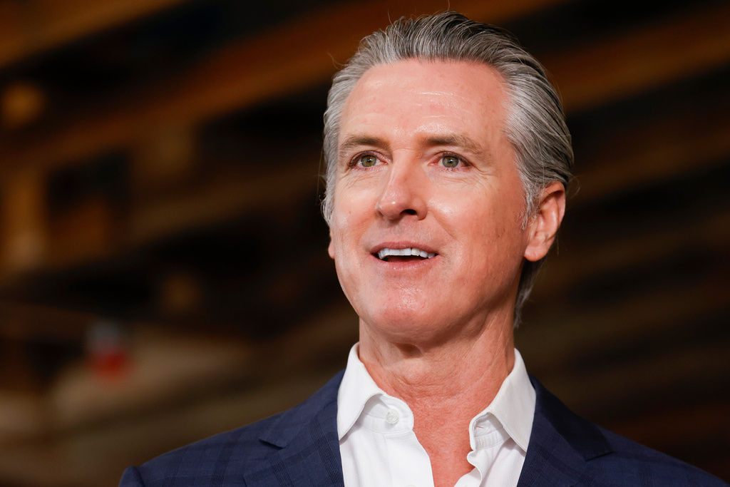 FILE - California Gov. Gavin Newsom speaks alongside local and state leaders during a news conference at BACS St. Regis Center in Hayward, Calif., March 2, 2026. (Jessica Christian/San Francisco Chronicle via AP, File)