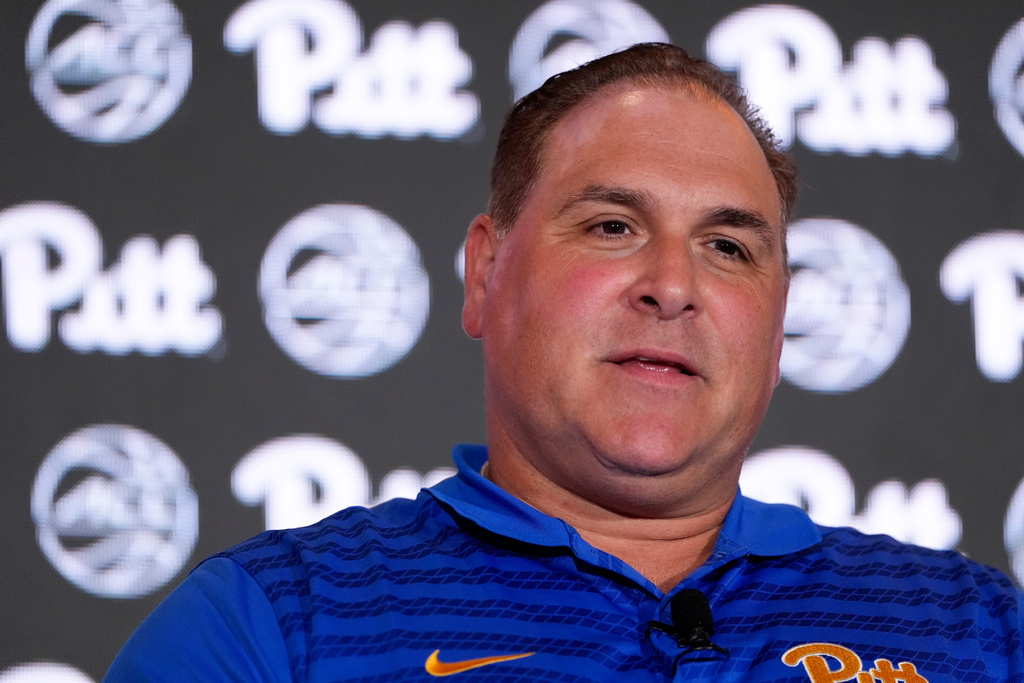 FILE - Pitt Head Coach Tory Verdi speaks during a ACC women's NCAA college basketball media day, Tuesday, Oct. 8, 2024, in Charlotte, N.C. (AP Photo/Chris Carlson, ,File)