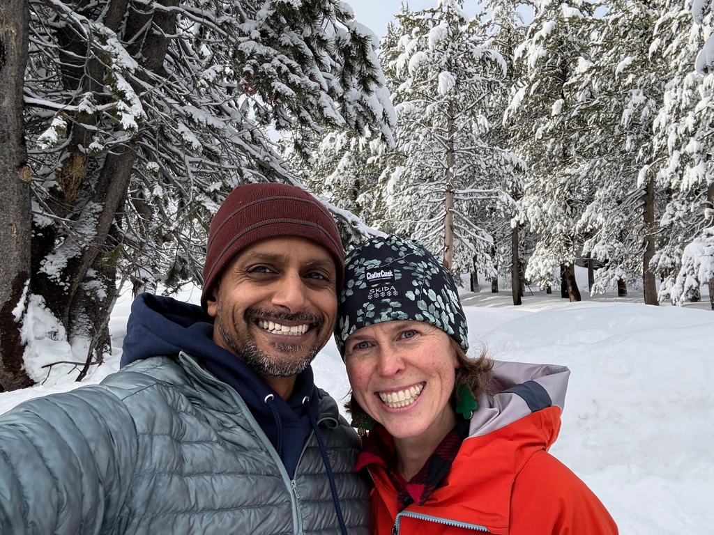 This undateed photo courtesy of Kiren Sekar shows Caroline Sekar, right, a victim of the deadly avalanche in California’s Sierra Nevada on Tuesday, Feb. 17, 2026. (JVP Communications/Courtesy of Kiren Sekar via AP)