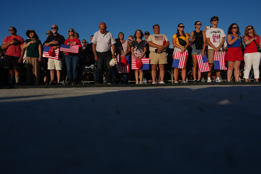 People arrive before President Donald Trump speaks at the opening of the Great American State Fair on the National Mall, Wednesday, June 24, 2026, in Washington. (AP Photo/Julia Demaree Nikhinson)