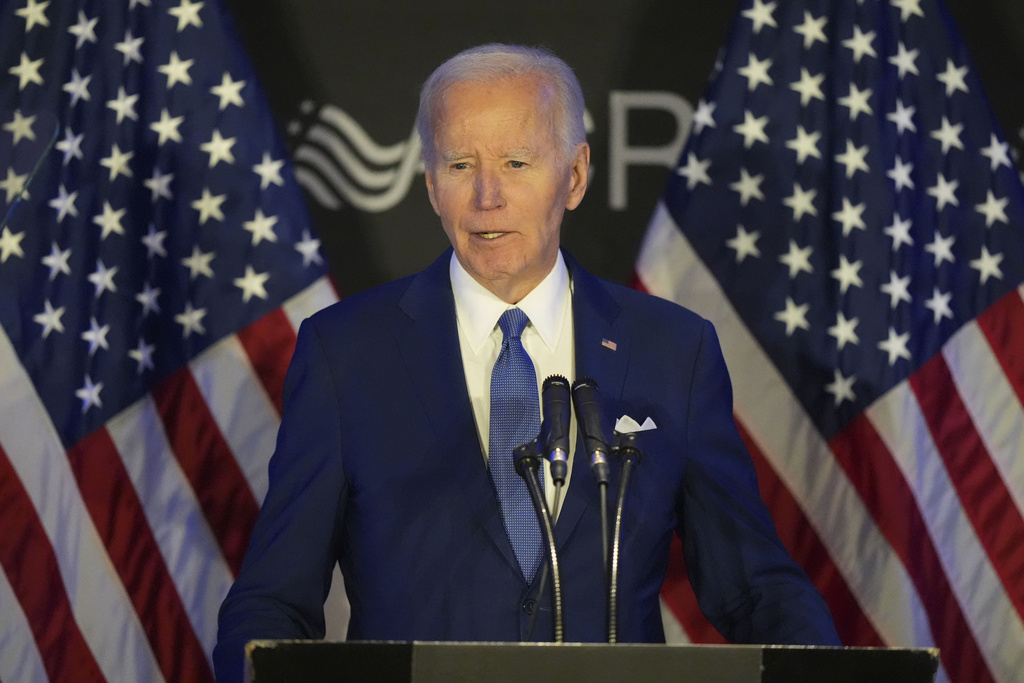 FILE - Former U.S. President Joe Biden speaks at the Advocates, Counselors, and Representatives for the Disabled conference in Chicago, April 15, 2025. (AP Photo/Nam Y. Huh, File)