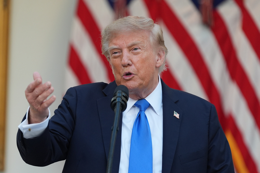 President Donald Trump speaks during an event with Republican lawmakers in the Rose Garden of the White House, Wednesday, Sept. 2, 2026, in Washington. (AP Photo/Alex Brandon)