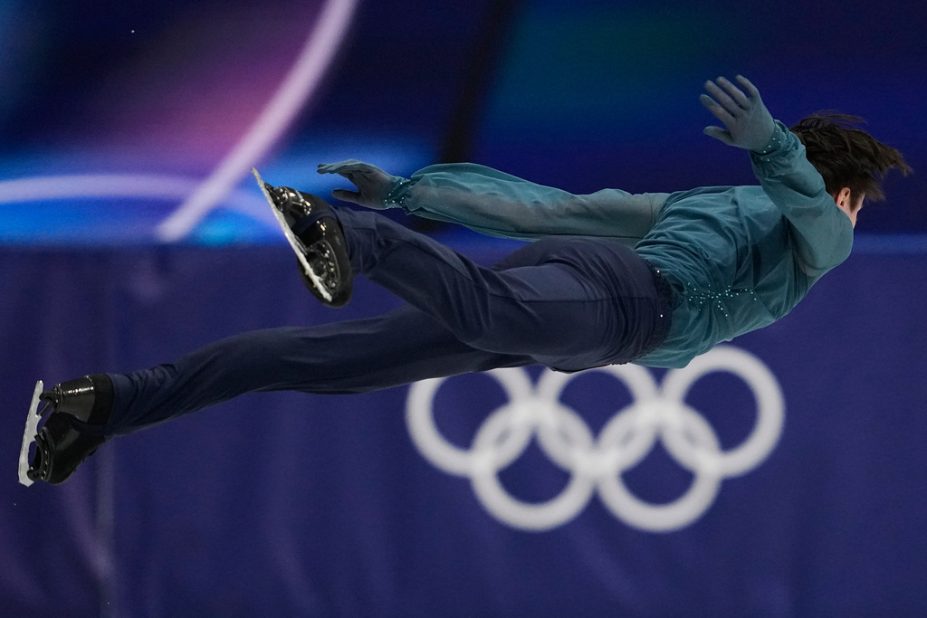 Kyrylo Marsak of Ukraine competes during the men's figure skating short program at the 2026 Winter Olympics, in Milan, Italy, Tuesday, Feb. 10, 2026. (AP Photo/Ashley Landis)