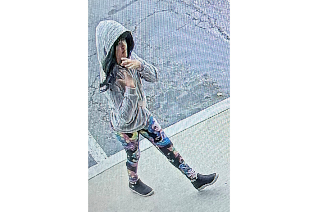 This image made from surveillance footage captured at a rental car company, on Oct. 7, 2025, and released by the Santa Barbara County Sheriff’s Office shows Melodee Buzzard. (Santa Barbara County Sheriff’s Office via AP)