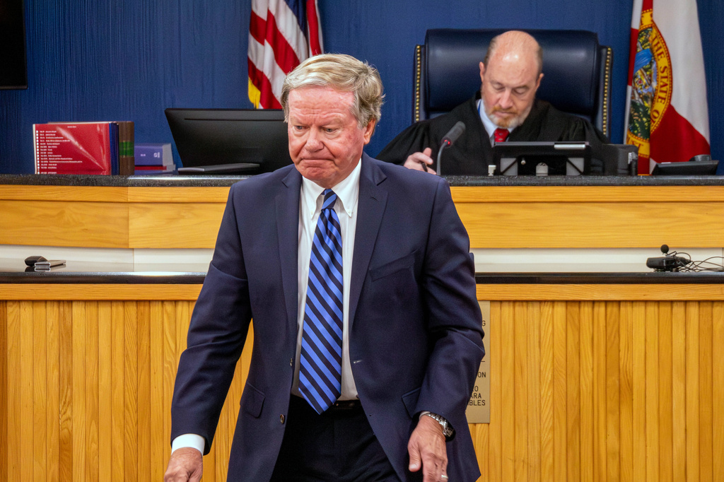 Tiger Woods' defense attorney Doug Duncan is seen during a hearing in Martin County circuit court Tuesday, May 12, 2026, in Stuart, Fla. (Christopher Beckett/New York Post via AP)