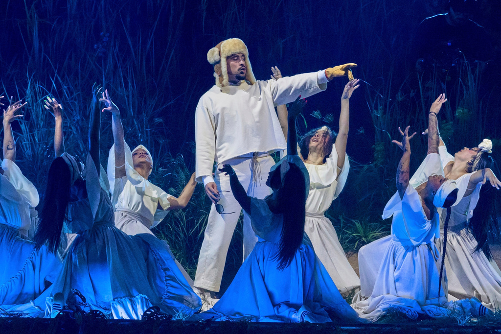 FILE - Bad Bunny performs during his first show of his 30-date concert residency at the Coliseo de Puerto Rico José Miguel Agrelot, in San Juan, Puerto Rico, July 11, 2025. (AP Photo/Alejandro Granadillo, File)