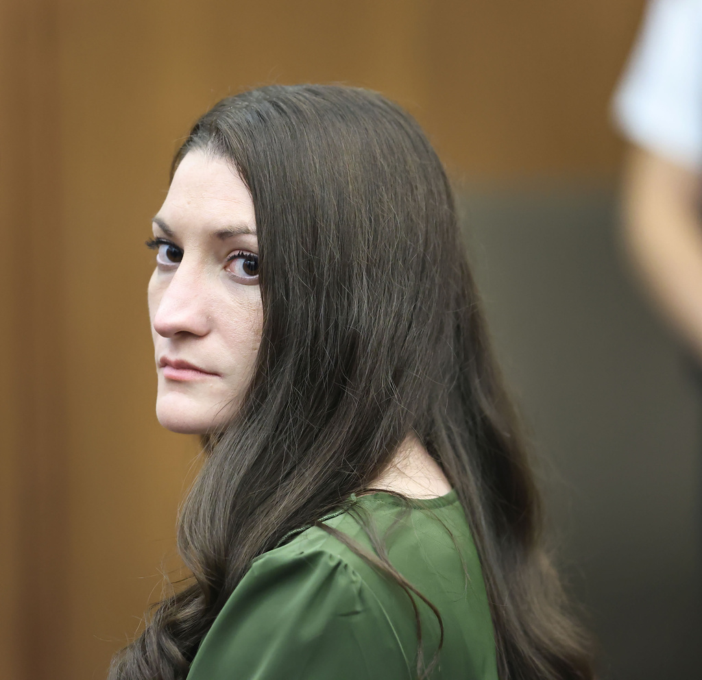 Lindsay Clancy watches jury members as Judge William Sullivan polls them during her murder trial at Plymouth Superior Court in Plymouth, Mass., Monday, Aug. 31, 2026. (Greg Derr/The Patriot Ledger via AP, Pool)