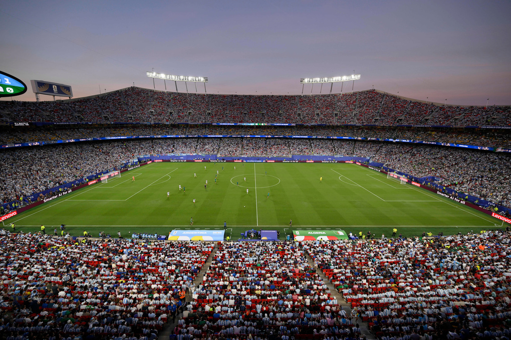General view during the World Cup Group J soccer match between Argentina and Algeria in Kansas City, Mo., Tuesday, June 16, 2026. (AP Photo/Reed Hoffmann)