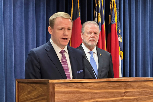 FILE - North Carolina state House Speaker Destin Hall, R-Caldwell, left, speaks while state Senate leader Phil Berger, R-Rockingham, listens during a news conference at the North Carolina Legislative Building in Raleigh, N.C., Sept. 11, 2025 (AP Photo/Gary D. Robertson, File) FILE - North Carolina state House Speaker Destin Hall, R-Caldwell, left, speaks while state Senate leader Phil Berger, R-Rockingham, listens during a news conference at the North Carolina Legislative Building in Raleigh, N.C., Sept. 11, 2025 (AP Photo/Gary D. Robertson, File)