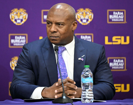 Interim athletic director Verge Ausberry listens to conversation during a press conference to discuss the change in the LSU athletic department leadership, Friday, Oct. 31, 2025, in Baton Rouge, La. (Hilary Scheinuk/The Advocate via AP) Interim athletic director Verge Ausberry listens to conversation during a press conference to discuss the change in the LSU athletic department leadership, Friday, Oct. 31, 2025, in Baton Rouge, La. (Hilary Scheinuk/The Advocate via AP)