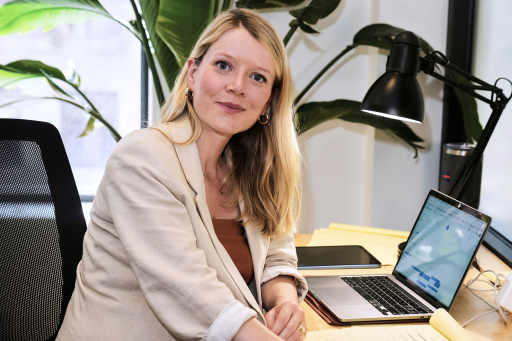 FILE - Jane Ferguson, founder of Noosphere, is photographed in the site's office, in New York, Wednesday, June 25, 2025. (AP Photo/Richard Drew, File)