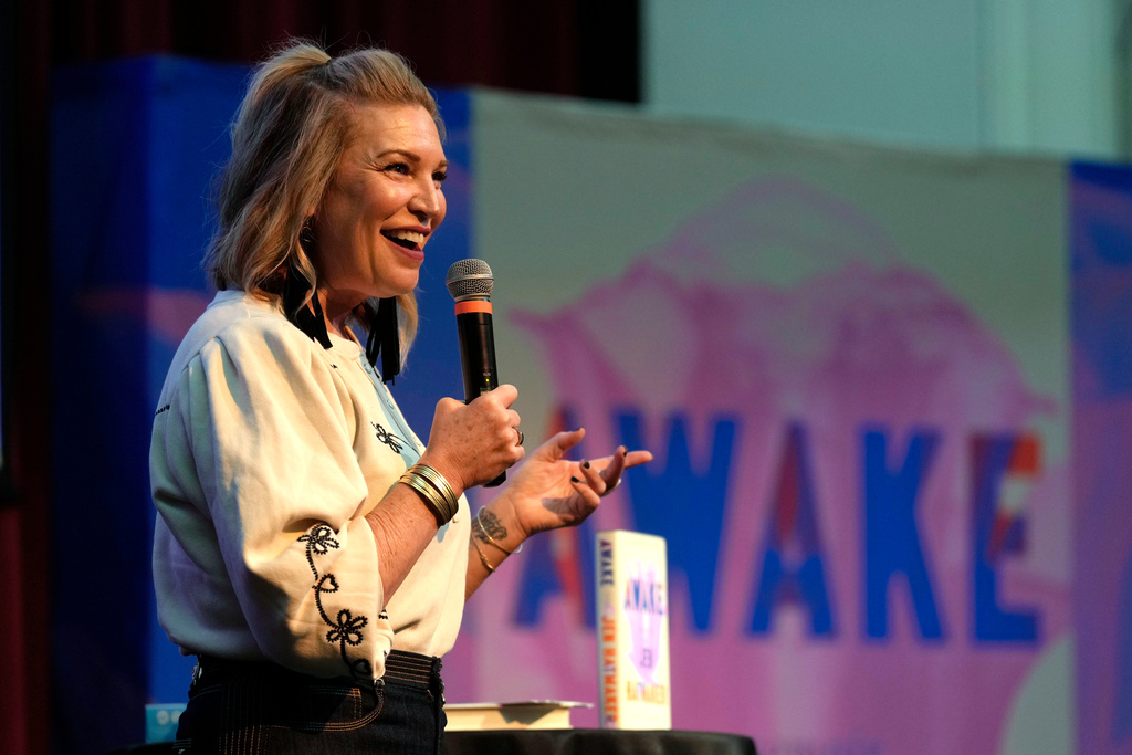 Best-selling Christian writer and influencer Jen Hatmaker talks about her new book, "Awake," in Nashville, Tenn., on Sept. 25, 2025. (AP Photo/Mark Humphrey)
