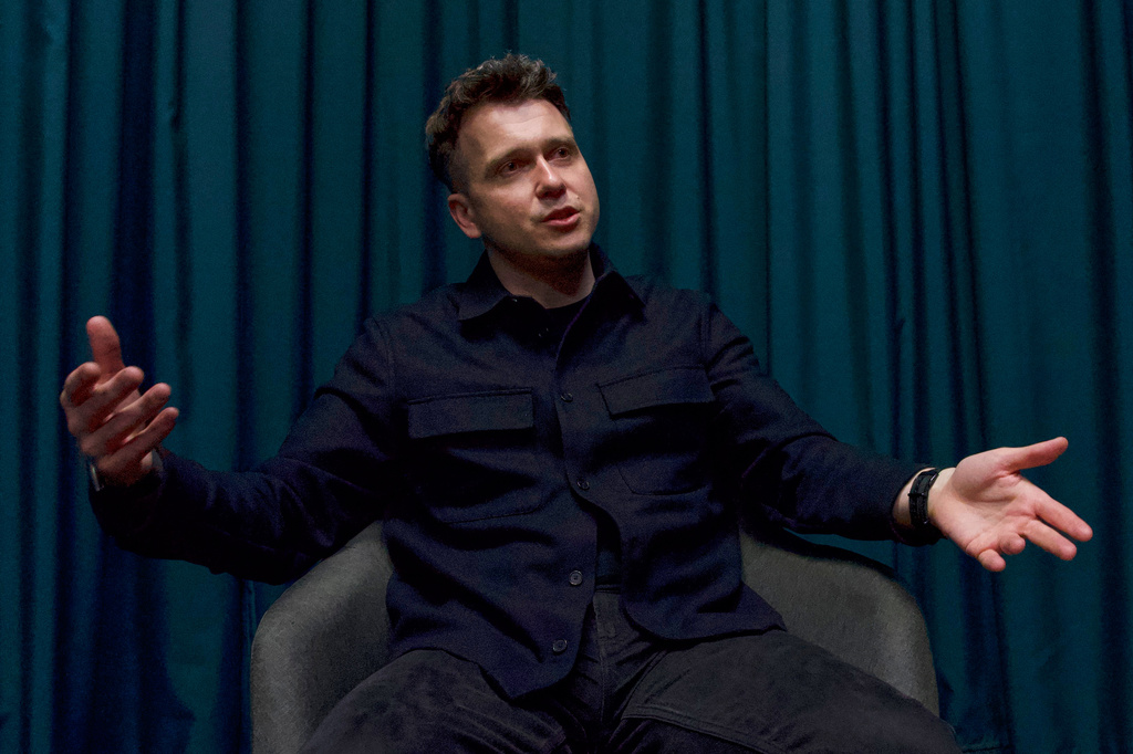 Danylo Tsvok, head of the Defense Artificial Intelligence Center of Ministry of Defence of Ukraine, speaks during an interview with The Associated Press in Kyiv, Ukraine, on April 24, 2026. (AP Photo/Vasilisa Stepanenko)