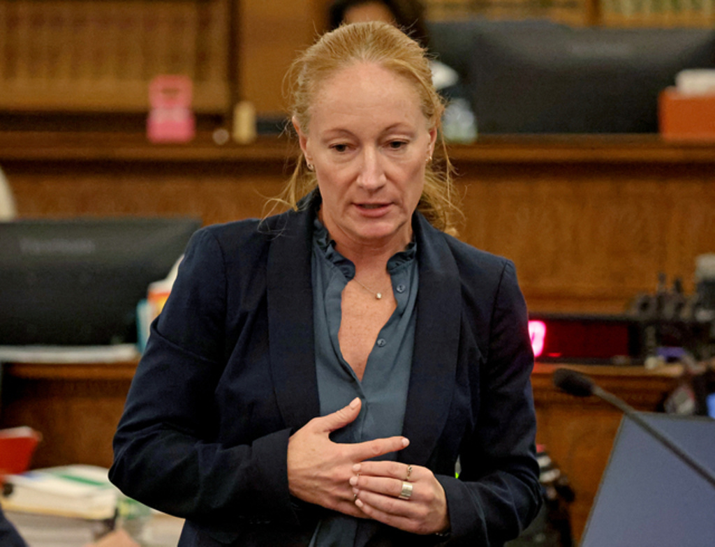 Brian Walshe's attorney Kelli Porges questions a witness during Brian Walshe's trial for murdering his wife Ana, Thursday, Dec. 4, 2025, in Dedham, Mass. (Matt Stone/The Boston Herald via AP, Pool)