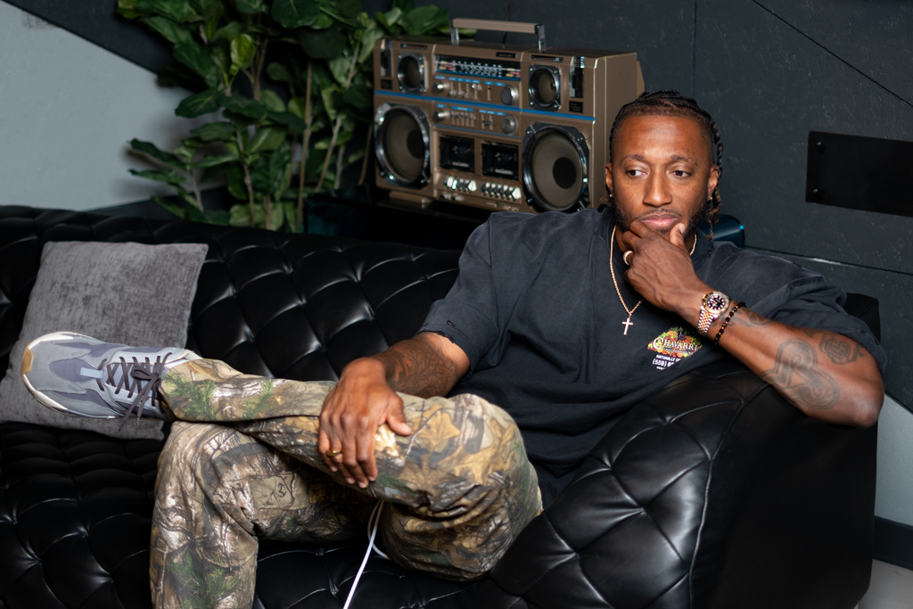 Christian rapper and influencer Lecrae Devaughn Moore photographed in Atlanta on Wednesday, Nov. 5, 2025. (AP Photo/Ben Gray)