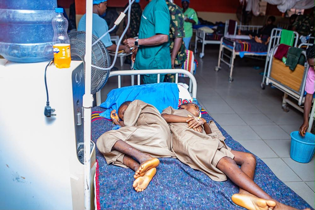 In this photo released by Oyo state government House, students abducted in May by Islamic militants received treatment at a hospital following their release in southwestern Oyo, Nigeria, Saturday, July 11, 2026. (Oyo State government House via AP)