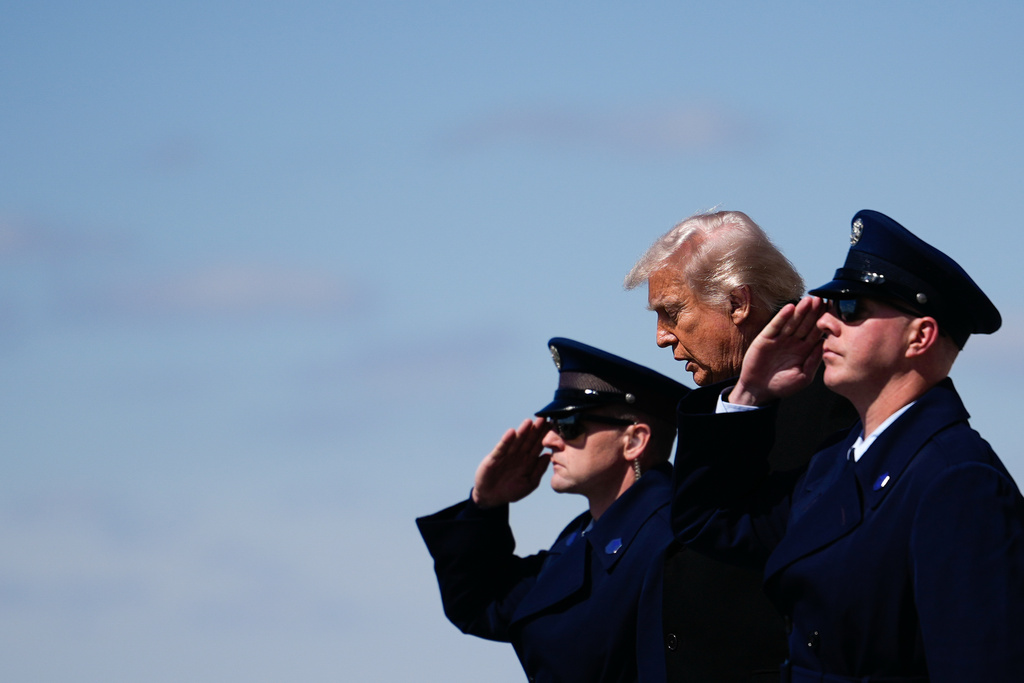 President Donald Trump arrives on Air Force One, Wednesday, March 18, 2026, at Dover Air Force Base, Del., to attend the casualty return for the six crew members of an Air Force refueling aircraft who died when their plane crashed in western Iraq while supporting operations against Iran. (AP Photo/Julia Demaree Nikhinson)