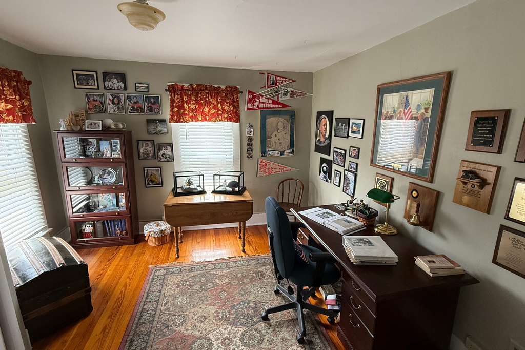 The former bedroom of Neil Armstrong is seen Friday, July 31, 2026, in Wapakoneta, Ohio. (AP Photo/Patrick Aftoora-Orsagos)