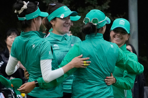From left, Grace Kim, Hannah Green, Minjee Lee and Stephanie Kyriacou of Australia Team celebrate after winning the LPGA International Crown golf tournament at the New Korea Country Club in Goyang, South Korea, Sunday, Oct. 26, 2025. (AP Photo/Ahn Young-joon) From left, Grace Kim, Hannah Green, Minjee Lee and Stephanie Kyriacou of Australia Team celebrate after winning the LPGA International Crown golf tournament at the New Korea Country Club in Goyang, South Korea, Sunday, Oct. 26, 2025. (AP Photo/Ahn Young-joon)