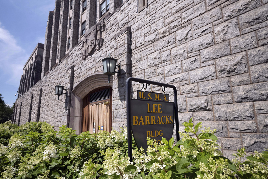 FILE - Lee Barracks, named for Civil War General Robert E. Lee, is shown at the U.S. Military Academy at West Point, July 13, 2020, in West Point, N.Y. (AP Photo/Mark Lennihan, File)