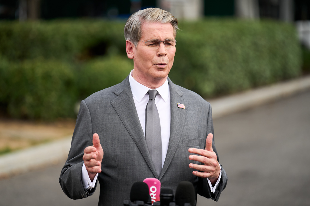 Treasury Secretary Scott Bessent speaks to members of the media outside the White House in Washington, Thursday, Aug. 20, 2026. (AP Photo/Jacquelyn Martin)