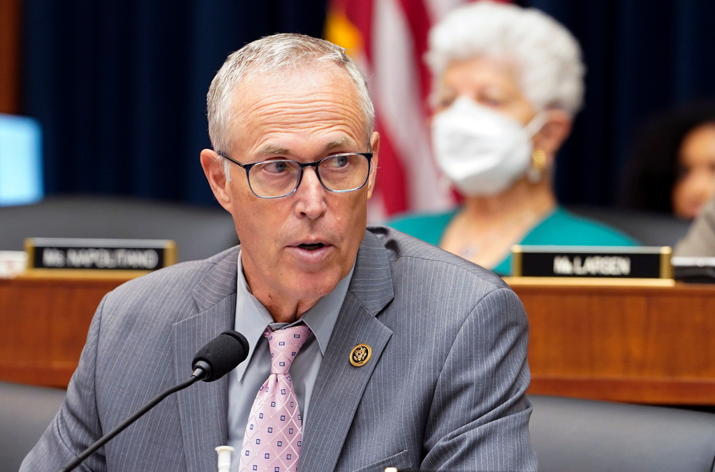 FILE - Rep. Jared Huffman, D-Calif., speaks as the House Committee on Transportation and Infrastructure works to advance the Water Resources Development Act of 2022, on Capitol Hill in Washington, May 18, 2022. (AP Photo/Mariam Zuhaib, File)