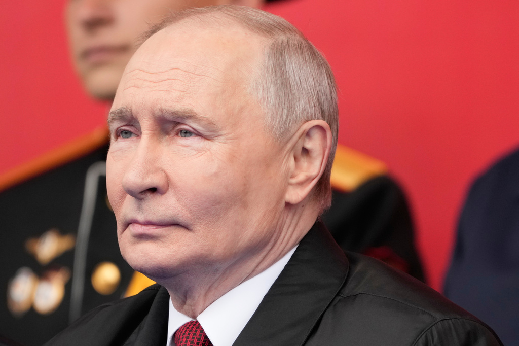 Russian President Vladimir Putin attends the Victory Day military parade in Moscow, Saturday, May 9, 2026, during celebrations of the 81st anniversary of the Soviet Union's victory over Nazi Germany during the World War II. (AP Photo/Pavel Bednyakov, Pool)