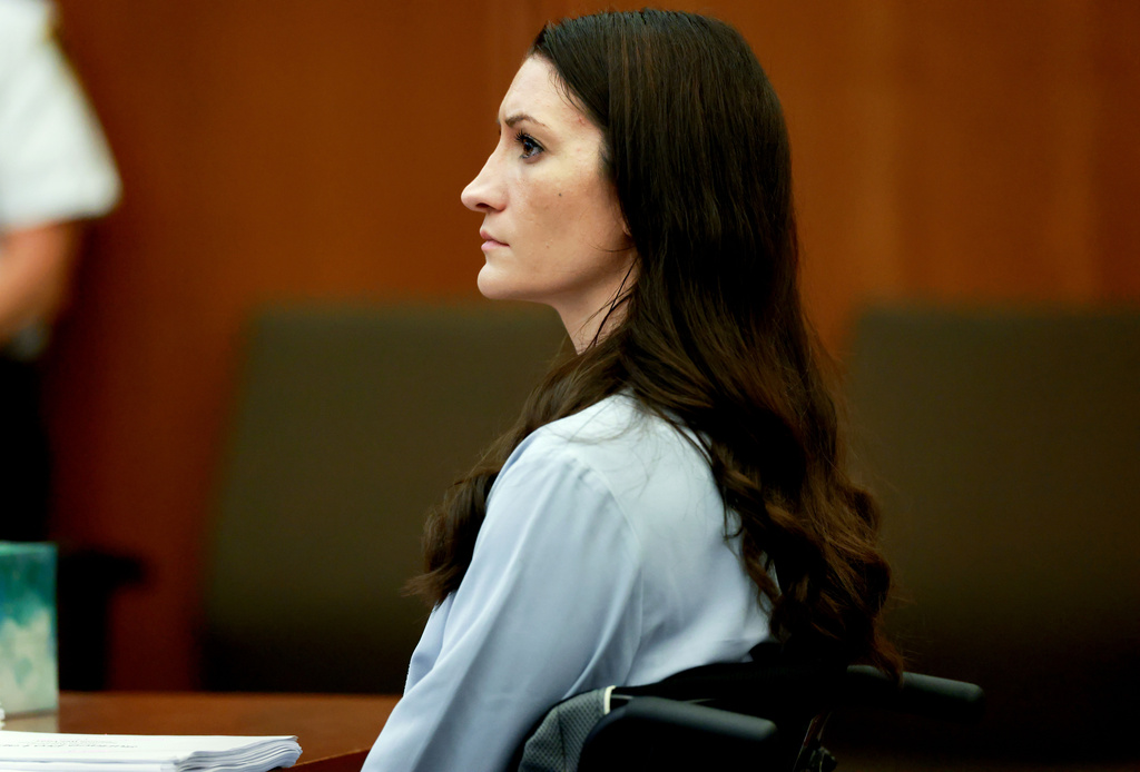 Lindsay Clancy, listens, to Judge William F. Sullivan addressing the court during her murder trial in Plymouth Mass., on Tuesday Aug. 11, 2026 in Plymouth, Mass. (Jonathan Wiggs/The Boston Globe via AP, Pool)