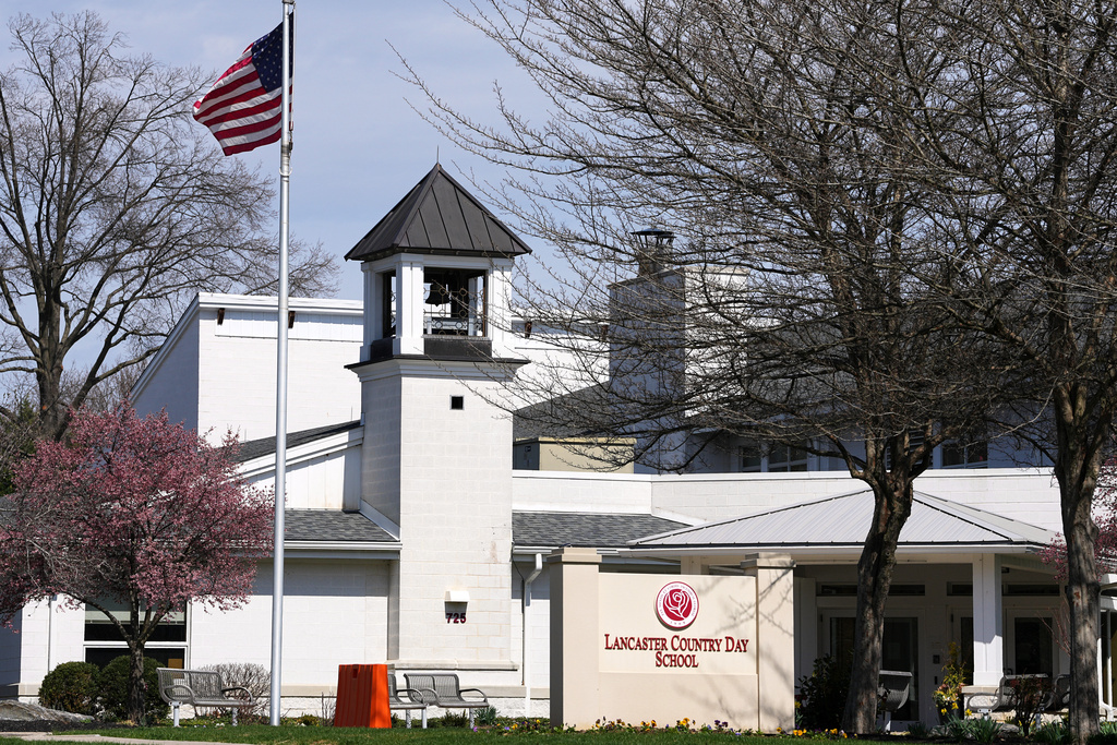 Lancaster Country Day School in Lancaster, Pa., Wednesday, March 25, 2026. (AP Photo/Matt Rourke)