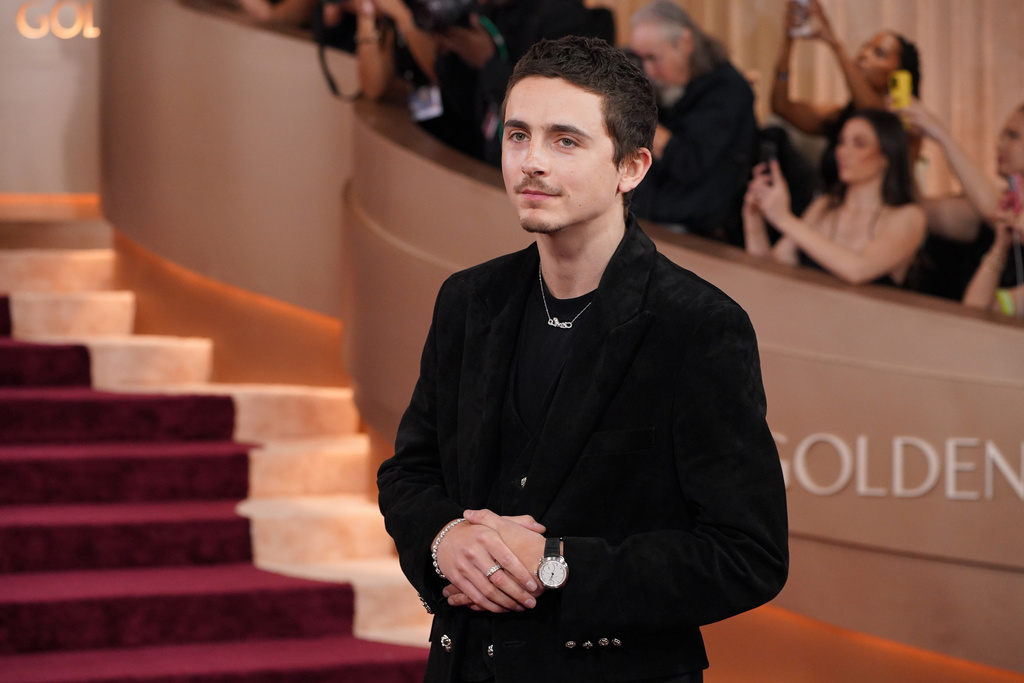 Timothee Chalamet arrives at the 83rd Golden Globes on Sunday, Jan. 11, 2026, at the Beverly Hilton in Beverly Hills, Calif. (Photo by Jordan Strauss/Invision/AP)