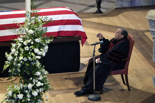 The Honorable Andrew Young speaks a Homily next to the flag-draped casket of former President Jimmy Carter, during a state funeral at Washington National Cathedral, Thursday, Jan. 9, 2025, in Washington. (AP Photo/Ben Curtis) The Honorable Andrew Young speaks a Homily next to the flag-draped casket of former President Jimmy Carter, during a state funeral at Washington National Cathedral, Thursday, Jan. 9, 2025, in Washington. (AP Photo/Ben Curtis)
