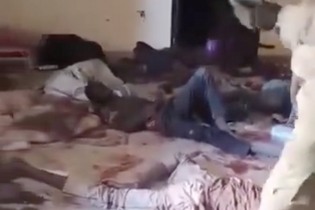 This frame grab from footage shared on social media by Mini Minawi, the governor of Sudan's Darfur region, appears to show bodies lying motionless on the floor inside the Saudi Maternity Hospital in El-Fasher, Darfur region, Sudan, on Tuesday, Oct. 28, 2025. The AP could not independently verify the date, location or condition under which the video was recorded. (X account of Mini Minawi via AP)