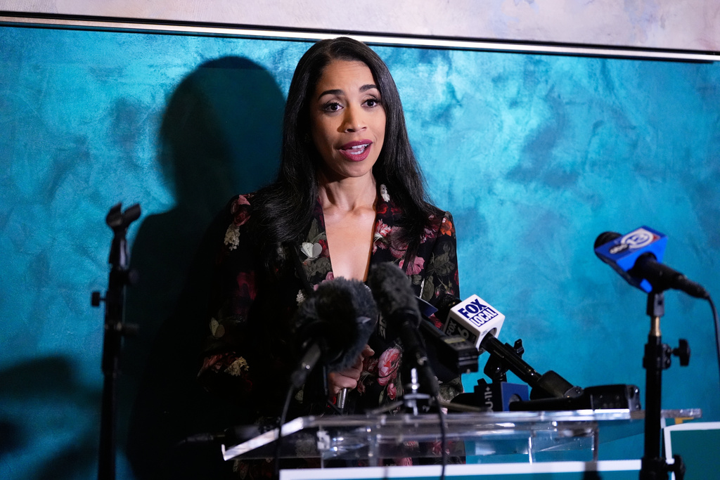 Democratic 18th Congressional District candidate Amanda Edwards speaks during an election night watch party on Tuesday, Nov. 4, 2025, in Houston. (AP Photo/Ashley Landis)