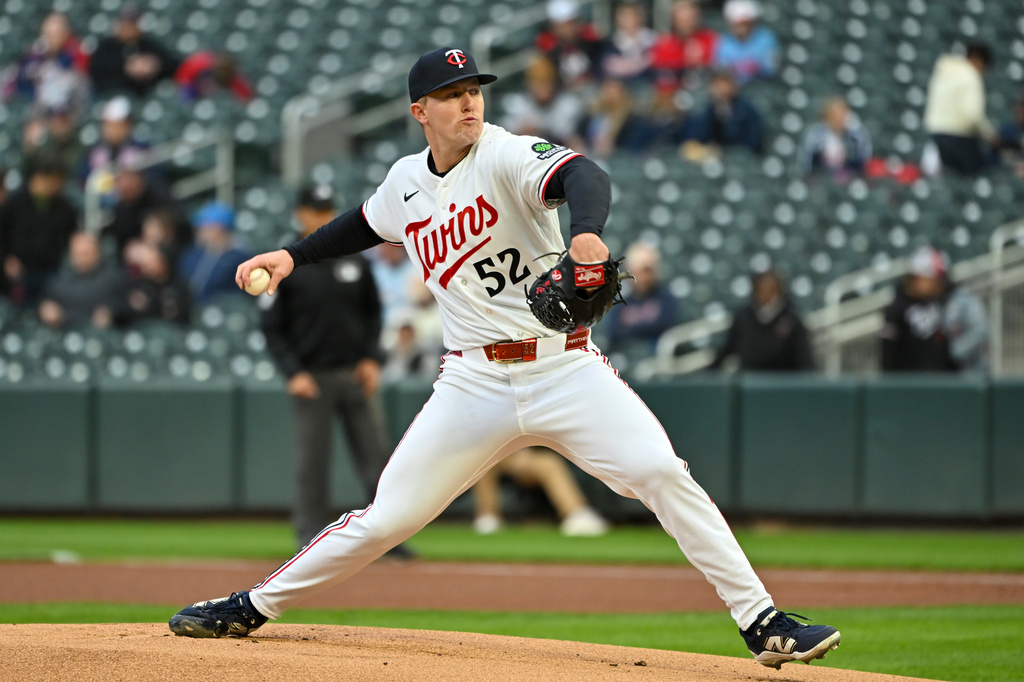 Minnesota Twins pitcher Zebby Matthews throws against the Houston Astros during the first inning of a baseball game Tuesday, May 19, 2026, in Minneapolis. (AP Photo/Craig Lassig)