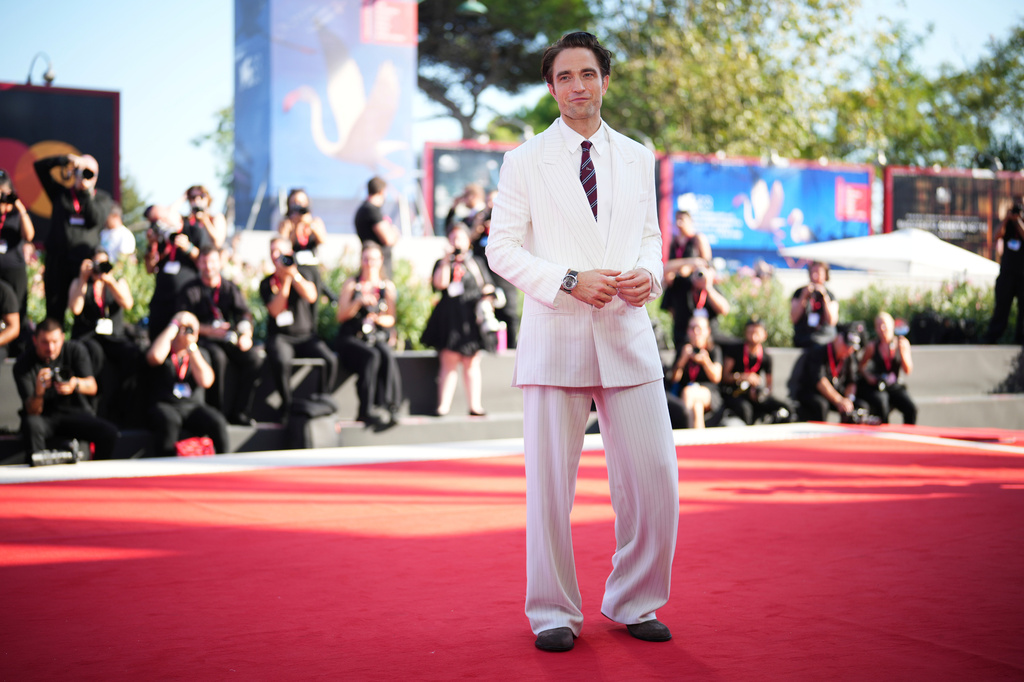 Robert Pattinson poses for photographers at the red carpet for the film 'Primetime' during the 83rd edition of the Venice Film Festival in Venice, Italy, on Saturday, Sept. 5, 2026. (Photo by Alessandra Tarantino/Invision/AP)